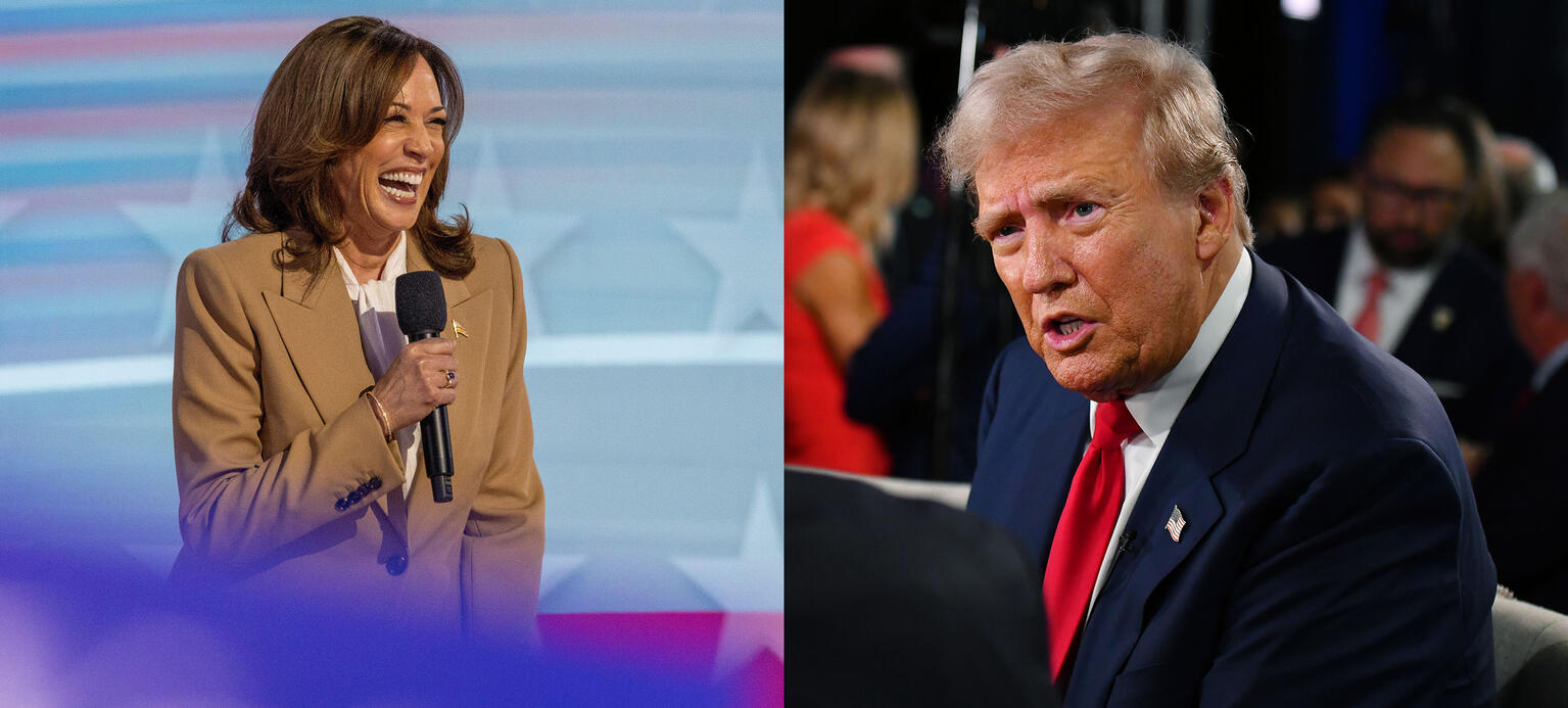 Präsidentschaftskandidaten Kamala Harris (li.) und Donald Trump bei Wahlkampfauftritten